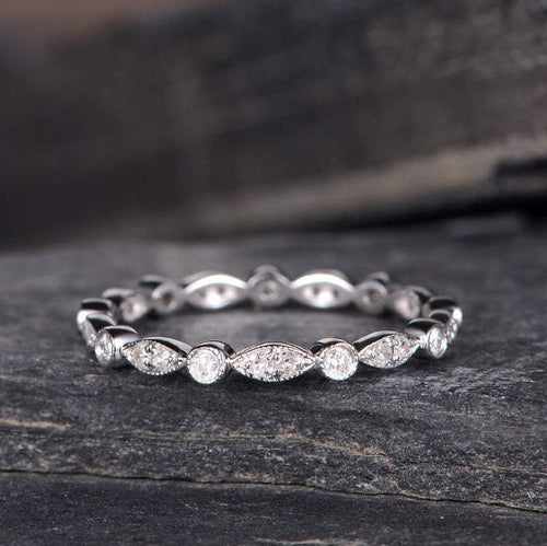 14Kt White gold designer Full Eternity Natural Diamond ring by diamtrendz