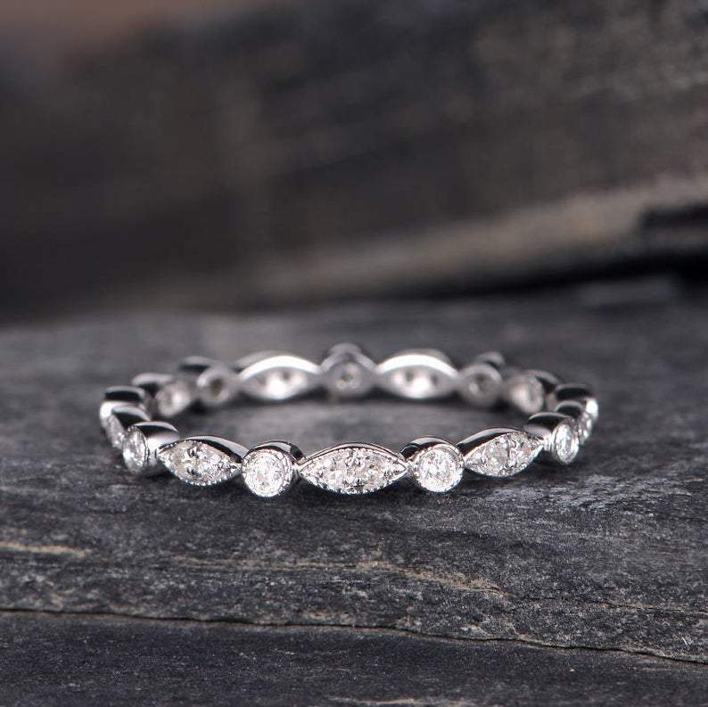 14Kt White gold designer Full Eternity Natural Diamond ring by diamtrendz
