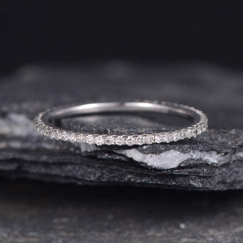 14Kt White gold designer Half Eternity Natural diamond Band ring by diamtrendz