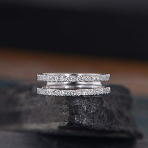 14Kt White gold designer Half Eternity Natural diamond ring by diamtrendz