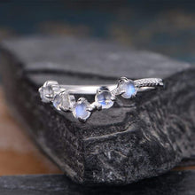 Load image into Gallery viewer, 14Kt White gold designer Moonstone Chevron V Shaped Curved ring by diamtrendz
