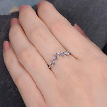 Load image into Gallery viewer, 14Kt White gold designer Moonstone Chevron V Shaped Curved ring by diamtrendz
