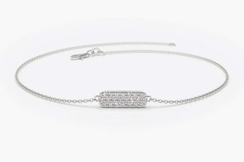 14Kt Yellow Gold Natural Diamond Bar Charm Bracelet