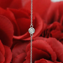 Load image into Gallery viewer, 14Kt White Gold Chain Natural Diamond Charm Bracelet
