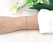 Load image into Gallery viewer, 14Kt White Gold Chain Natural Diamond Charm Bracelet
