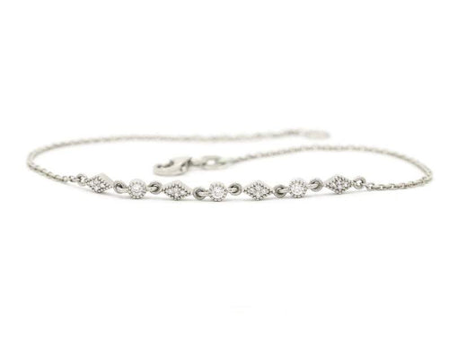 14Kt Yellow Gold Chain Natural Diamond Charm Bracelet