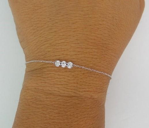 14Kt Yellow Gold Chain Natural Diamond Charm Bracelet