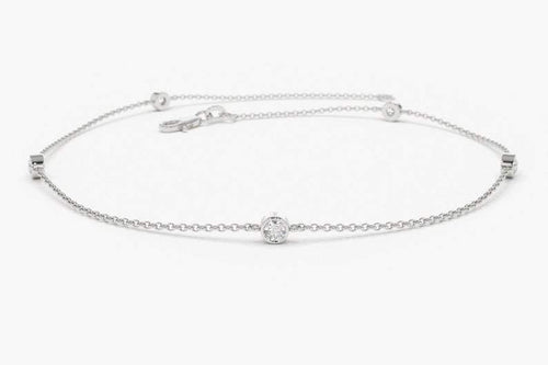 14Kt White Gold Chain Natural Diamond Charm Bracelet
