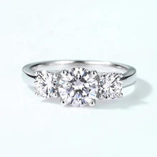 Load image into Gallery viewer, 14Kt White Gold 3 Stone Solitaire Diamond ring by diamtrendz
