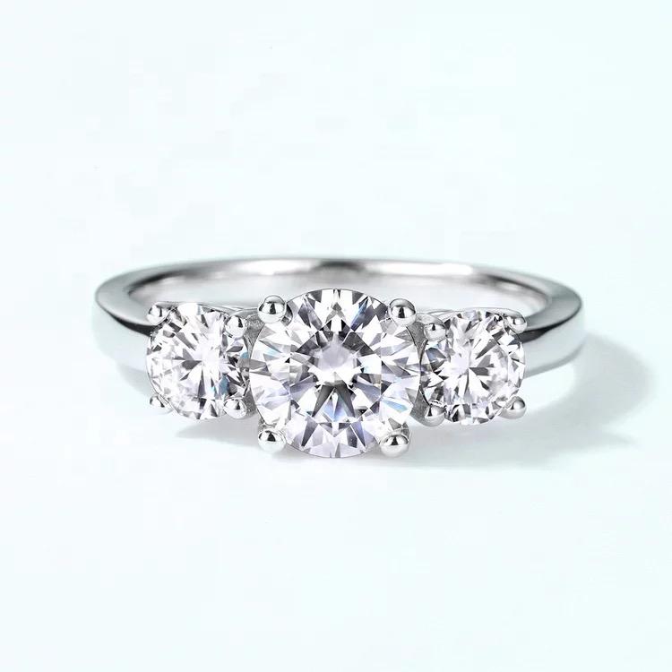 14Kt White Gold 3 Stone Solitaire Diamond ring by diamtrendz