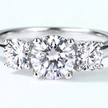 Load image into Gallery viewer, 14Kt White Gold 3 Stone Solitaire Diamond ring by diamtrendz
