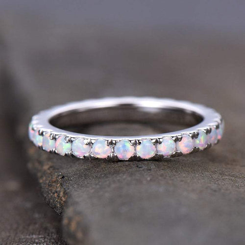 14Kt White gold designer Opal Full Eternity ring by diamtrendz