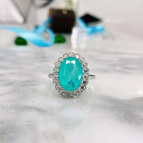 14Kt White gold designer Paraiba diamond ring by diamtrendz