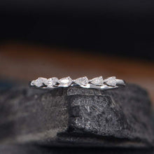 Load image into Gallery viewer, 14Kt White gold designer Half Eternity Pear Cut Natural diamond Band ring by diamtrendz
