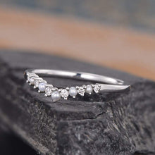 Load image into Gallery viewer, 14Kt White gold designer Pearl Chevron V shaped Curved diamond ring by diamtrendz

