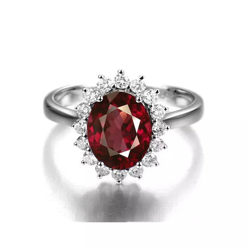 14Kt White gold designer Red Ruby diamond ring by diamtrendz