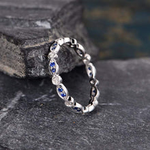 Load image into Gallery viewer, 14Kt White gold designer Marquise Shape, Sapphire, Full Eternity Infinity Natural diamond ring by diamtrendz

