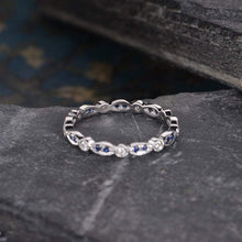 Load image into Gallery viewer, 14Kt White gold designer Marquise Shape, Sapphire, Full Eternity Infinity Natural diamond ring by diamtrendz
