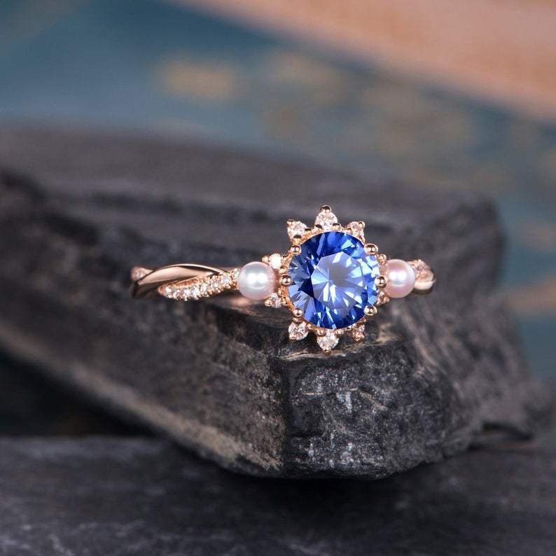 Sapphire and pearl eternity ring sale