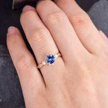 Load image into Gallery viewer, 14Kt Rose gold designer  Solitare Sapphire, Pearl, Eternity Halo Natural diamond ring by diamtrendz
