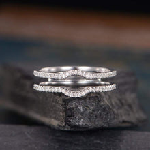 Load image into Gallery viewer, 14Kt White gold designer Twing Curved Half Eternity Natural diamond Band ring by diamtrendz
