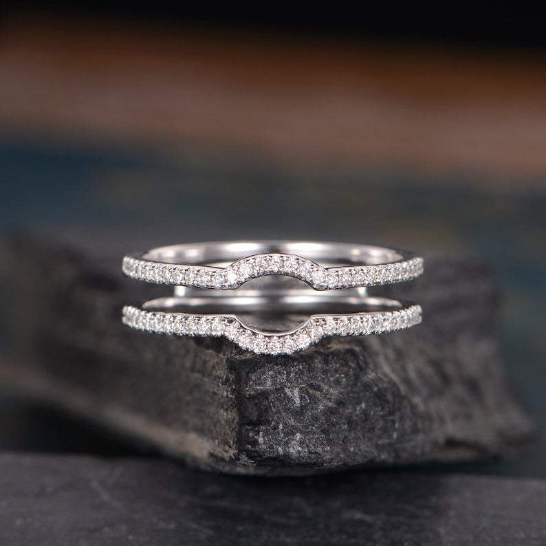 14Kt White gold designer Twing Curved Half Eternity Natural diamond Band ring by diamtrendz