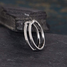 Load image into Gallery viewer, 14Kt White gold designer Twing Curved Half Eternity Natural diamond Band ring by diamtrendz
