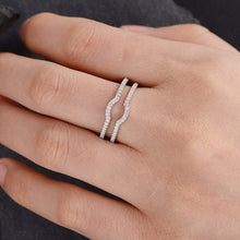 Load image into Gallery viewer, 14Kt White gold designer Twing Curved Half Eternity Natural diamond Band ring by diamtrendz
