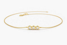 Load image into Gallery viewer, 14Kt Yellow Gold 3 Stone Natural Diamond Charm Bracelet

