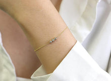 Load image into Gallery viewer, 14Kt Yellow Gold Chain 3 Stone Natural Diamond Charm Bracelet
