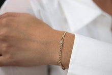 Load image into Gallery viewer, 14Kt Yellow Gold 3mm Curb Chain Natural Diamond Charm Bracelet

