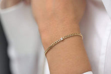 Load image into Gallery viewer, 14Kt Yellow Gold 3mm Curb Chain Natural Diamond Charm Bracelet

