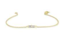 Load image into Gallery viewer, 14Kt Yellow Gold Chain Baguette Cut Natural Diamond Charm Bracelet
