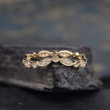 Load image into Gallery viewer, 14Kt Yellow gold designer Marquise Shape Chevron Eternity Natural diamond Band ring by diamtrendz
