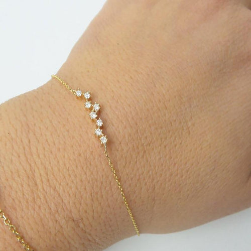 14Kt Yellow Gold Chain Natural Diamond Charm Bracelet