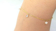 Load image into Gallery viewer, 14Kt Yellow Gold Chain Natural Diamond Charm Bracelet
