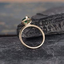Load image into Gallery viewer, 14Kt Yellow gold designer Solitaire Marquise Shape Emerald, Halo Natural diamond ring by diamtrendz
