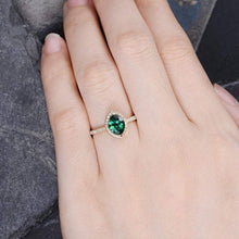 Load image into Gallery viewer, 14Kt Yellow gold designer Solitaire Marquise Shape Emerald, Halo Natural diamond ring by diamtrendz
