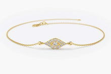 Load image into Gallery viewer, 14Kt Yellow Gold Evil Eye Natural Diamond Charm Bracelet
