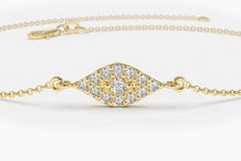 Load image into Gallery viewer, 14Kt Yellow Gold Evil Eye Natural Diamond Charm Bracelet
