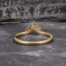 Load image into Gallery viewer, 14Kt Yellow gold designer Chevron V Shaped Curved Marquise Cut Natural diamond Band ring by diamtrendz
