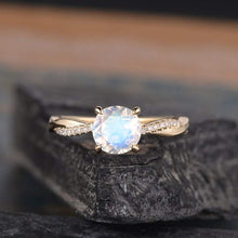 Load image into Gallery viewer, 14Kt Yellow gold Moonstone diamond ring by diamtrendz

