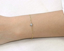 Load image into Gallery viewer, 14Kt Yellow Gold Chain Natural Diamond Charm Bracelet

