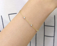 Load image into Gallery viewer, 14Kt Yellow Gold Chain Natural Diamond Charm Bracelet
