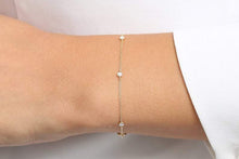 Load image into Gallery viewer, 14Kt Yellow Gold Chain Natural Diamond Charm Bracelet
