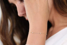 Load image into Gallery viewer, 14Kt Yellow Gold Chain Natural Diamond Charm Bracelet
