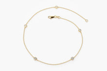 Load image into Gallery viewer, 14Kt Yellow Gold Chain Natural Diamond Charm Bracelet
