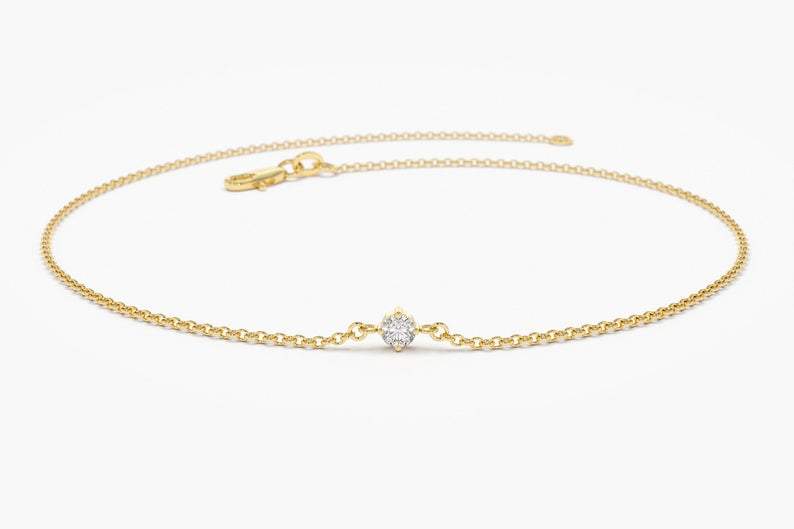 14Kt Yellow Gold Natural Diamond Charm Bracelet