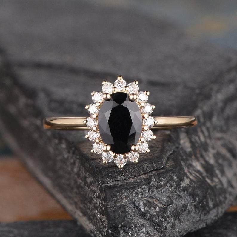 14Kt Yellow Gold Designer Black Diamond Ring by Diamtrendz