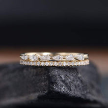 Load image into Gallery viewer, 14Kt Yellow gold designer  2 Pear Cut Half Eternity Infinity Natural Diamond Band Ring by diamtrendz
